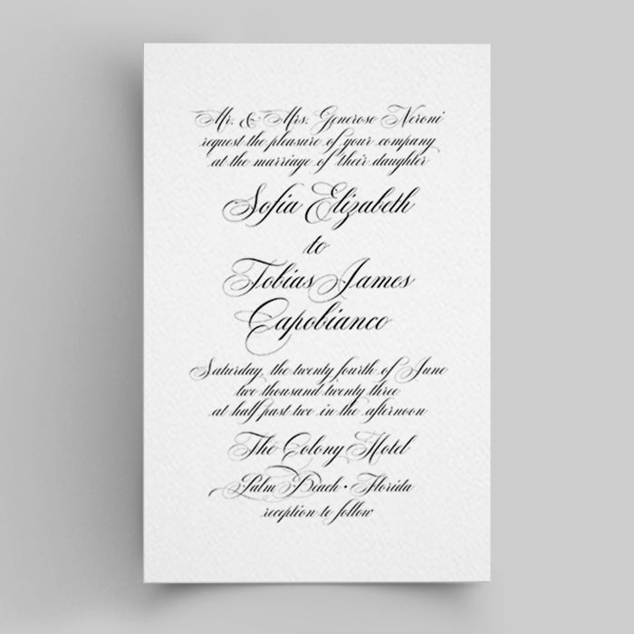 Geraldine Classic Wedding Invitation, Black and White, Elegant Wedding Stationery includes Envelopes