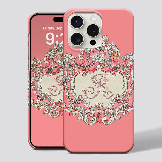 Marie Antoinette Rococo Pink Phone Case Personalized with Initial Monogram
